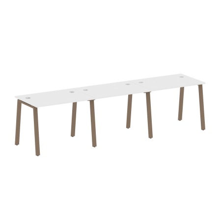 Рабочая станция на 3 рабочих места на А-образном м/к Metal System Style БА.СМ-3.1 3000x720x750 (Белый/Мокко металл)
