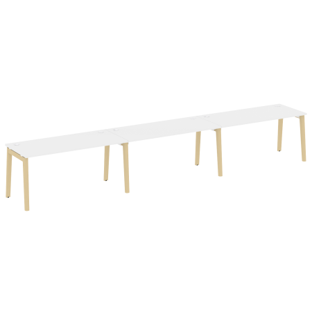Рабочая станция на деревянных опорах Onix Wood OW.RS-3.4.7 4740x720x750 (Белый Бриллиант/Дуб Светлый)