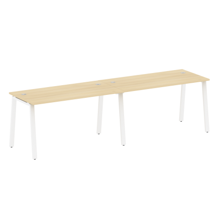 Рабочая станция на 2 рабочих места на А-образном м/к Metal System Style БА.СМ-2.3 2800x720x750 (Акация/Белый металл)