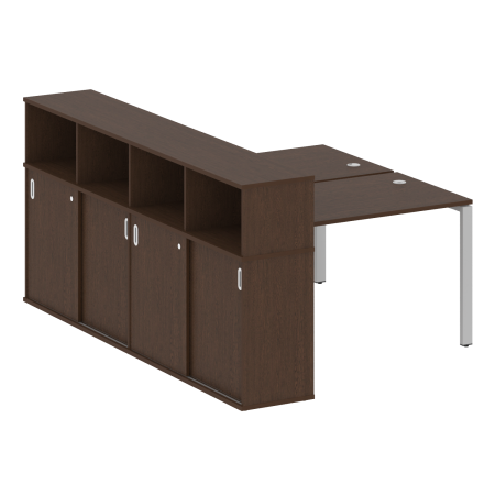 Рабочая станция с опорным шкафом-купе Metal System Style БП.РС-СШК-4.2 1610x2332x1098 (Венге Цаво/Серый металл)