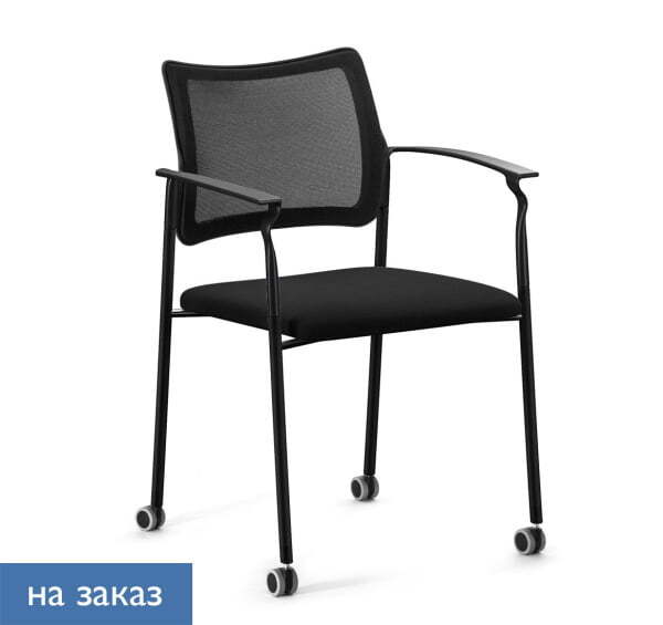 PINKO Mesh_black Кресло на колёсах с подлокотниками (Черный/Черный/Черный)