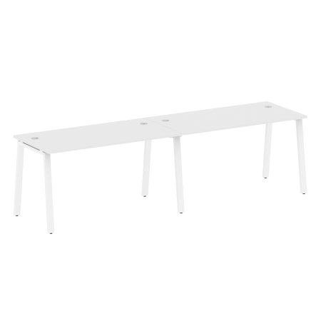 Рабочая станция на 2 рабочих места на А-образном м/к Metal System Style БА.СМ-2.3 2800x720x750 (Белый/Белый металл)