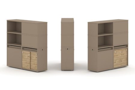 Тумба двойная + высокая надставка ES.NB.2V-21 (1500х410х1520) (Латте/Тиквуд Светлый)