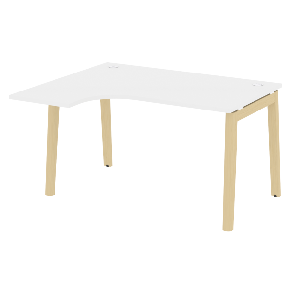 Стол эргономичный левый на деревянных опорах Onix Wood OW.SA-3L 1380x1180x750 (Белый Бриллиант/Дуб Светлый)