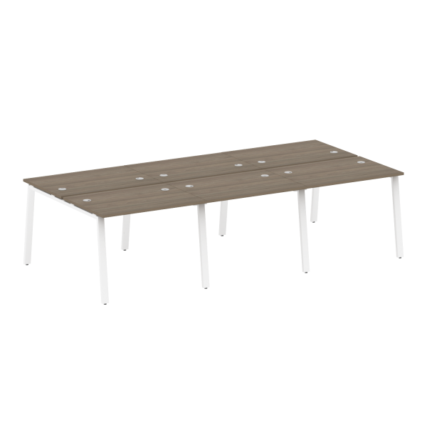 Рабочая станция на 6 рабочих места на А-образном м/к Metal System Style БА.СМ-6.1 3000x1475x750 (Вяз/Белый металл)