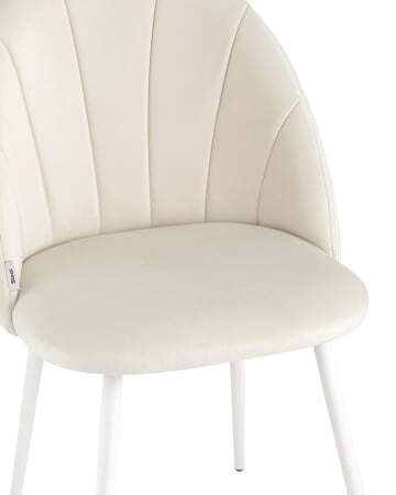 Стул Логан велюр молочный белые ножки (Стул Логан молочный)