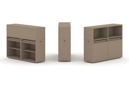 Тумба двойная + низкая надставка ES.NB.2N-1 (1500х410х1135) (Латте)