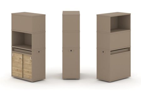 Тумба одиночная + высокая надставка ES.NB.1V-3 (750х410х1520) (Латте/Тиквуд Светлый)