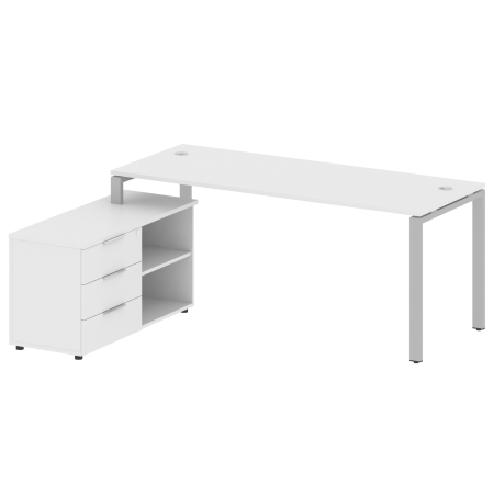 Рабочая станция с опорной тумбой левая Metal System Style БП.РС-СТС-2.5 Л 1900x1520x750 (Белый/Серый металл)