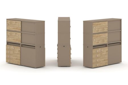 Тумба двойная + высокая надставка ES.NB.2V-25 (1500х410х1520) (Латте/Тиквуд Светлый)