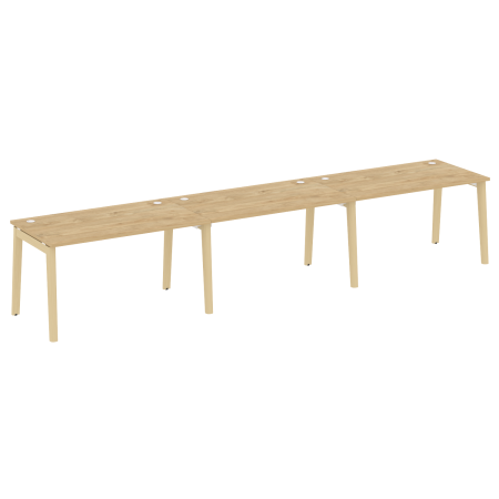 Рабочая станция на деревянных опорах Onix Wood OW.RS-3.3.8 4140x800x750 (Тиквуд Светлый/Дуб Светлый)