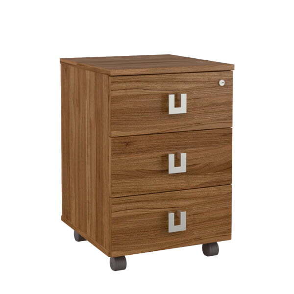 Тумба подкатная с 3 ящиками в каби руководителя SOL297303 420x450x620 (Орех Solid)
