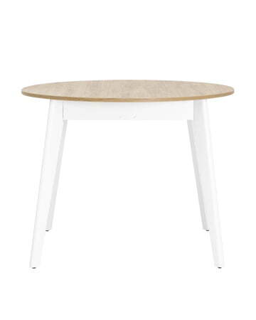 Стол Rondo 100-135*100 дуб/белый (Стол обеденный Rondo светлое дерево)