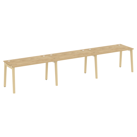 Рабочая станция на деревянных опорах Onix Wood OW.RS-3.3.7 4140x720x750 (Тиквуд Светлый/Дуб Светлый)