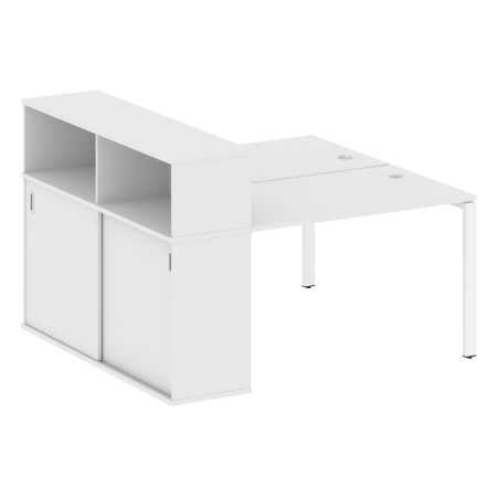 Рабочая станция с опорным шкафом-купе Metal System Style БП.РС-СШК-2.2 1610x1475x1098 (Белый/Белый металл)