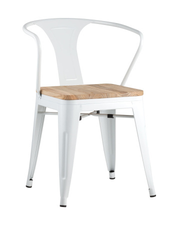 Стул TOLIX ARM WOOD с подлокотниками белый (Стул Tolix Arm Wood белый глянцевый)