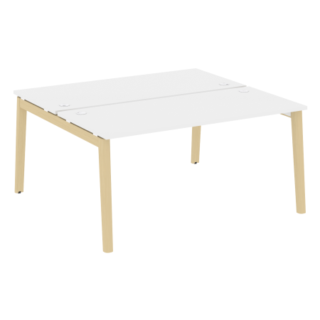 Рабочая станция на деревянных опорах Onix Wood OW.D.RS-2.4.7 1580x1475x750 (Белый Бриллиант/Дуб Светлый)