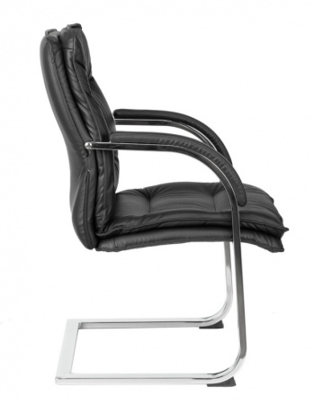 Кресло T-9927SL-LOW-V черный кожа низк.спин. полозья металл хром (Черный)