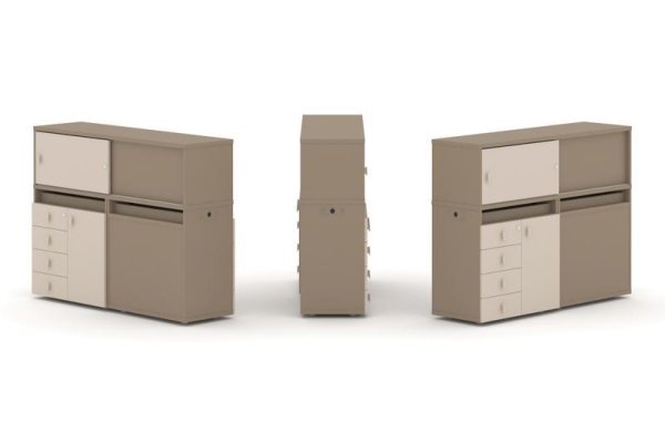 Тумба двойная + низкая надставка ES.NB.2N-18 (1500х410х1135) (Латте/Капучино)