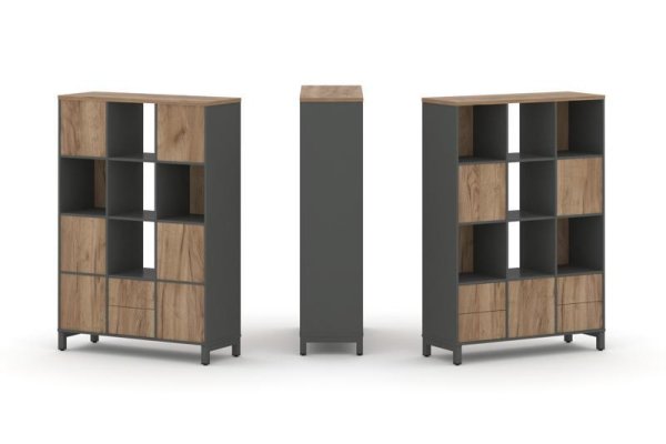 Набор стеллажа 2-х сторонний, 4 яруса SN.NSD-431 (1121х400х1615) (Антрацит/Дуб Табак/Металл Антрацит) Набор стеллажа 2-х сторонний, 4 яруса SN.NSD-431 (1121х400х1615) (Антрацит/Дуб Табак/Металл Антрацит)