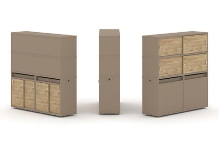 Тумба двойная + высокая надставка ES.NB.2V-8 (1500х410х1520) (Латте/Тиквуд Светлый)