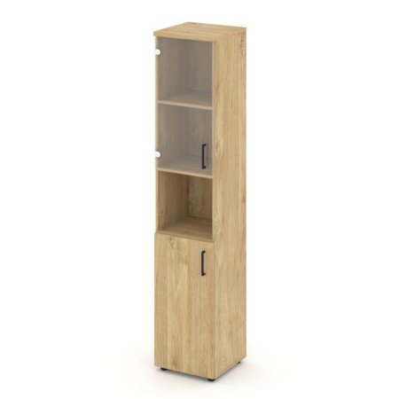 Шкаф высокий узкий SN.STU.E-105(L) (400х400х1982) (Тиквуд Светлый/Прозрачный)
