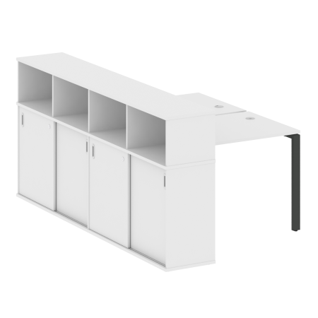 Рабочая станция с опорным шкафом-купе Metal System Style БП.РС-СШК-4.1 1410x2332x1098 (Белый/Антрацит металл)