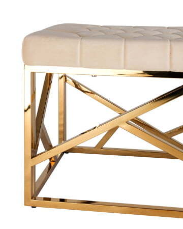 Банкетка-скамейка АРТ ДЕКО велюр бежевый сталь золото (Банкетка Арт Деко бежевый)