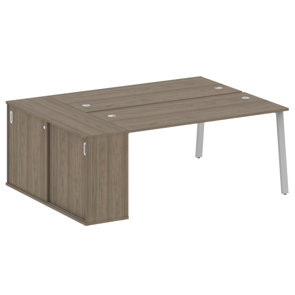 Рабочая станция с шкафом-купе на А-образном м/к Metal System Style БА.РС-СШК-1.4 Т 2010x1475x750 (Вяз/Серый металл)