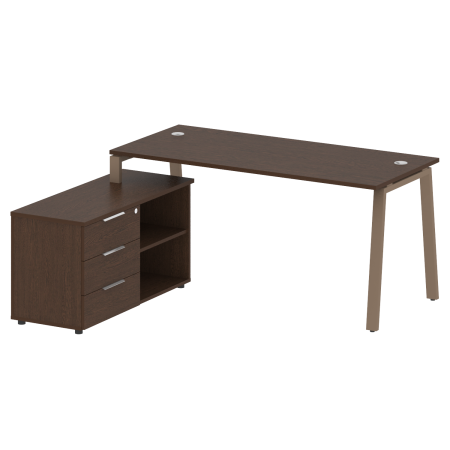 Рабочая станция с тумбой на А-образном м/к Metal System Style БА.РС-СТС-2.4 (L) 1700x1520x750 (Венге Цаво/Мокко металл)