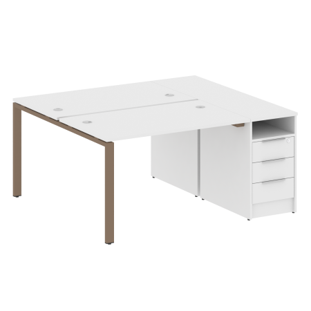 Рабочая станция с опорной тумбой Metal System Style БП.РС-СТП-2.2 1612x1475x750 (Белый/Мокко металл)