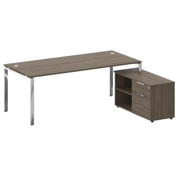 Стол для руководителя с тумбой правый БГ.СРТ-6.9 (R) 2100x1720x750 (Вяз Благородный/Нерж. Сталь) Стол для руководителя с тумбой правый БГ.СРТ-6.9 (R) 2100x1720x750 (Вяз Благородный/Нерж. Сталь)