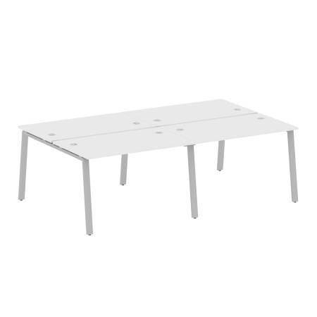 Рабочая станция на 4 рабочих места на А-образном м/к Metal System Style БА.СМ-4.2 2400x1475x750 (Белый/Серый металл)