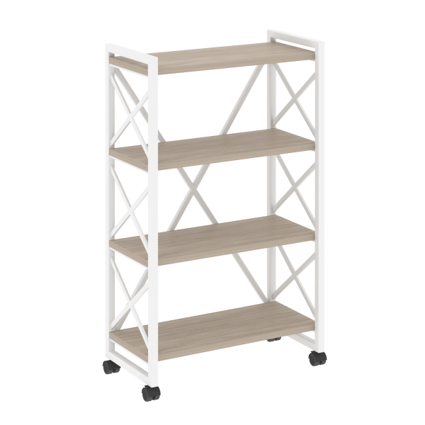 Стеллаж на колесных опорах-4 полки VR.L-MST.K-4.8 800x400x1334 (Дуб Аттик/Белый металл)