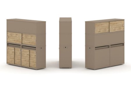 Тумба двойная + высокая надставка ES.NB.2V-9 (1500х410х1520) (Латте/Тиквуд Светлый)