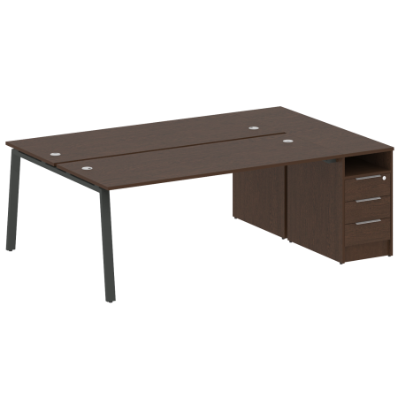 Рабочая станция с тумбой на А-образном м/к Metal System Style БА.РС-СТП-2.5 2212x1475x750 (Венге Цаво/Антрацит металл)
