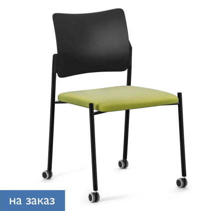PINKO_black Кресло на колёсах без подлокотников (Черный/Зеленый/Черный)