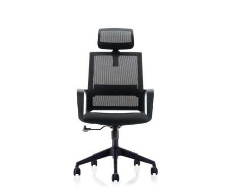 Кресло офисное / Практик LB / черный пластик / черная сетка / черная ткань (Черный)