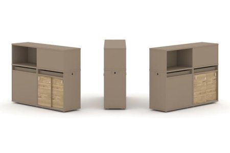 Тумба двойная + низкая надставка ES.NB.2N-20 (1500х410х1135) (Латте/Тиквуд Светлый)