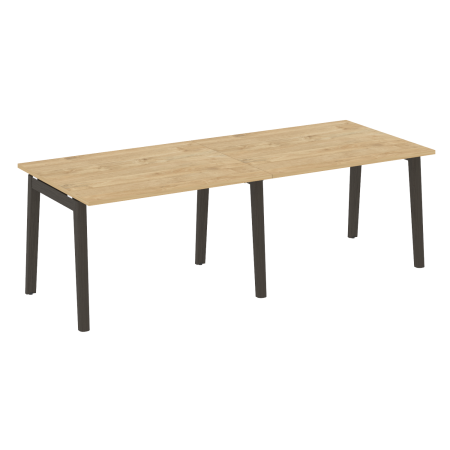 Стол переговорный на деревянных опорах Onix Wood OW.PRG-2.2 2360x980x750 (Тиквуд Светлый/Дуб Темный)