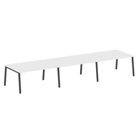 Стол для переговоров (3 столешницы) на А-образном м/к Metal System Style БА.ПРГ-3.4 4800x1235x750 (Белый/Антрацит металл)