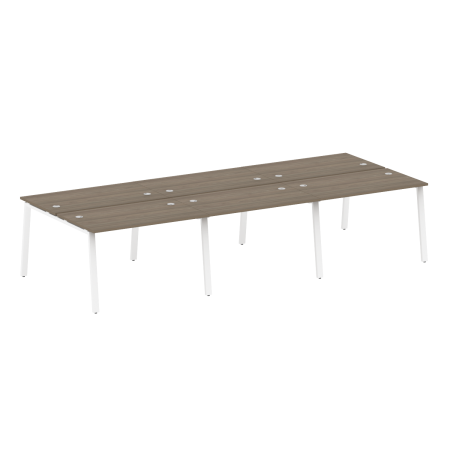 Рабочая станция на 6 рабочих места на А-образном м/к Metal System Style БА.СМ-6.2 3600x1475x750 (Вяз/Белый металл)