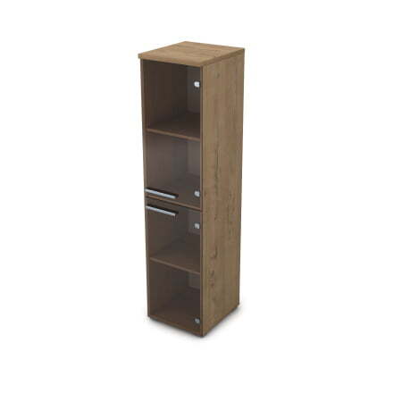 9П.004.7 Пенал со стеклом (400x450x1645) (Teakwood)