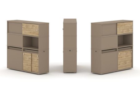 Тумба двойная + высокая надставка ES.NB.2V-32 (1500х410х1520) (Латте/Тиквуд Светлый)