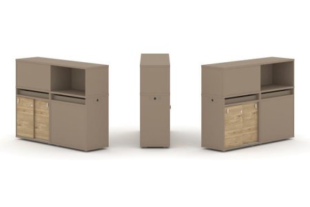 Тумба двойная + низкая надставка ES.NB.2N-19 (1500х410х1135) (Латте/Тиквуд Светлый)