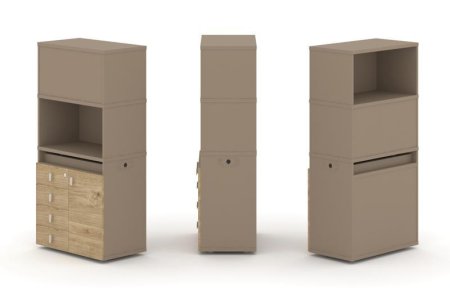 Тумба одиночная + высокая надставка ES.NB.1V-2 (750х410х1520) (Латте/Тиквуд Светлый)