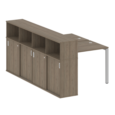 Рабочая станция с опорным шкафом-купе Metal System Style БП.РС-СШК-4.1 1410x2332x1098 (Вяз/Серый металл)