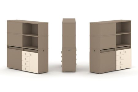 Тумба двойная + высокая надставка ES.NB.2V-18 (1500х410х1520) (Латте/Сатин)