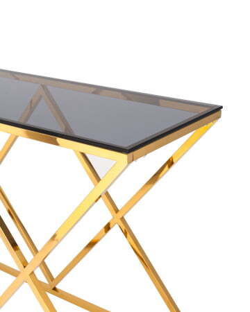 Консоль ИНСИГНИЯ 120*40 золото стекло smoke (Консоль Инсигния серый)