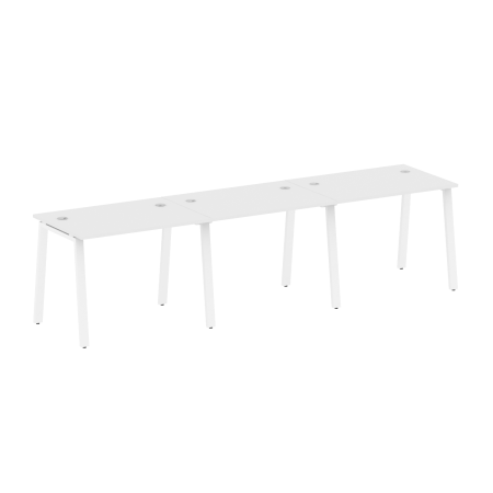 Рабочая станция на 3 рабочих места на А-образном м/к Metal System Style БА.СМ-3.1 3000x720x750 (Белый/Белый металл)